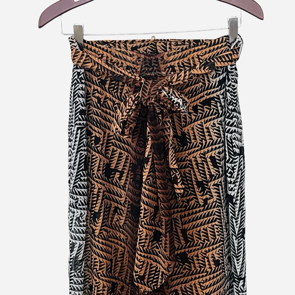Bebe Sheer Chiffon Pants Size 4 Wide Leg Tie Waist Lined with Shorts Two Tone - Picture 4 of 14